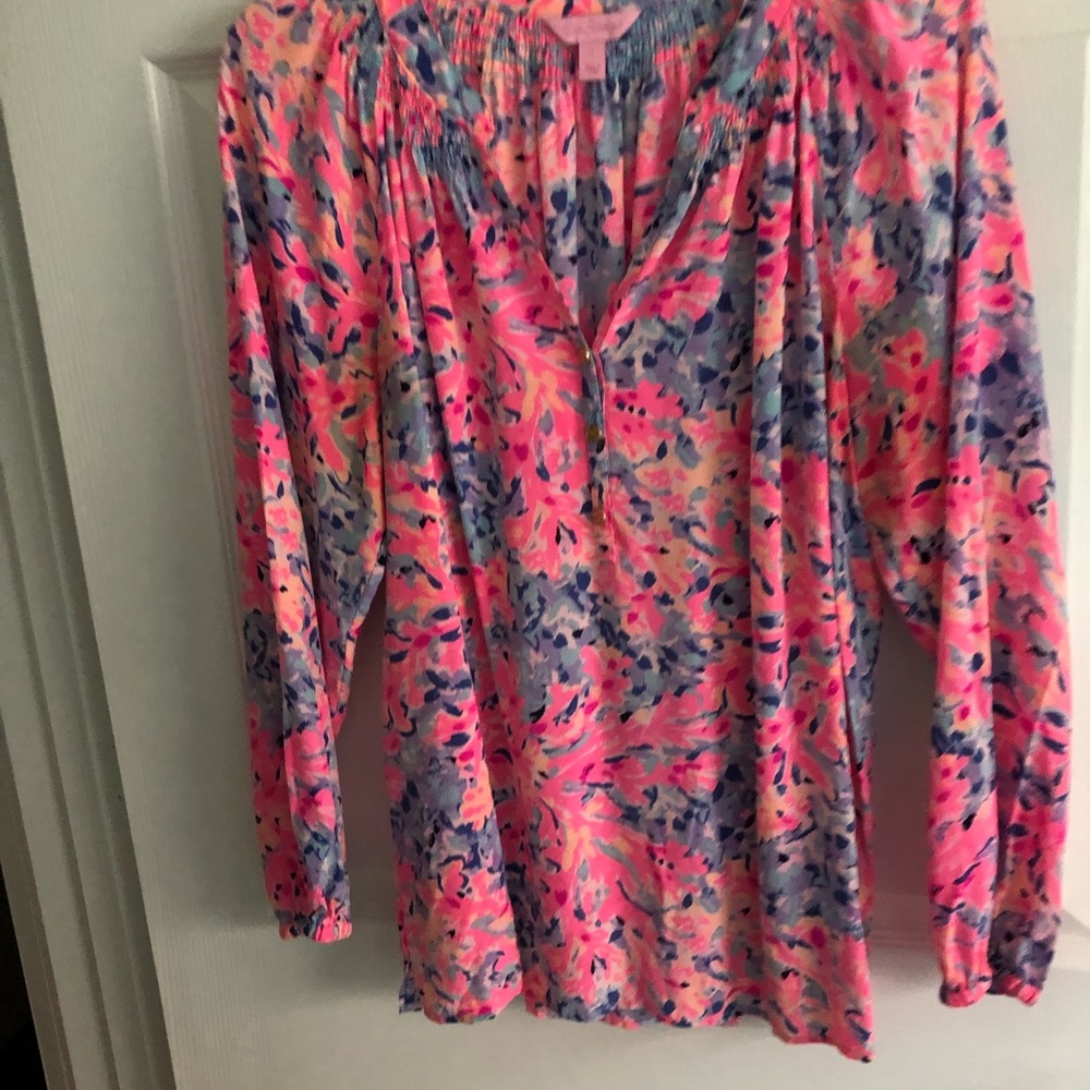 Lilly Pulitzer top and Navy worth jeans